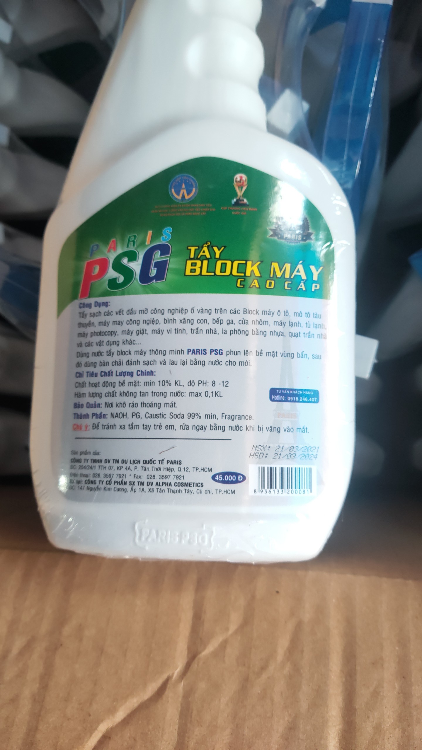 Nước Tẩy Rỉ Sét kim loại ố và tẩy lốc máy PSG