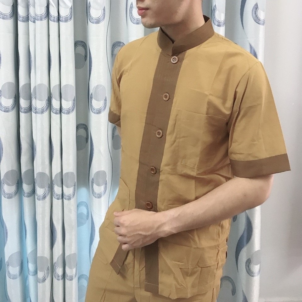 LÃNH TỤ PHỐI NAM KATE Trang phục truyền thống Đồ lam nam đi chùa, Quần áo lam Phật tử nam đi chùa cho bé trai và người lón Bộ quần áo mặc nhà