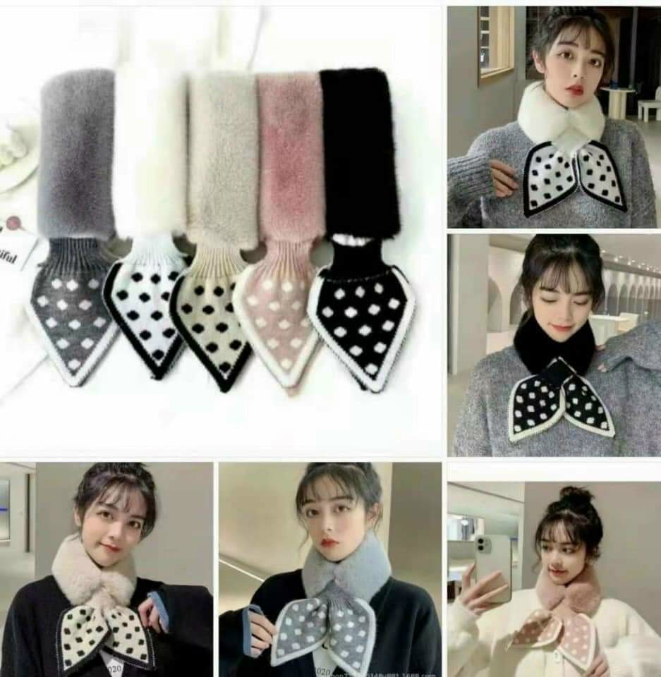 Khăn nơ,khăn choàng lông thỏ găn nơ cực xinh cho người lớn