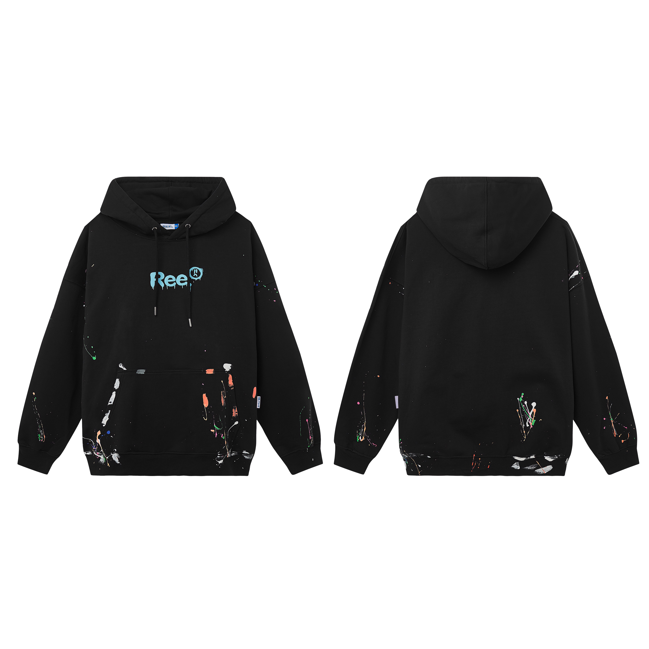 ÁO HOODIE VẨY SƠN THỦ CÔNG BY REE MÀU ĐEN
