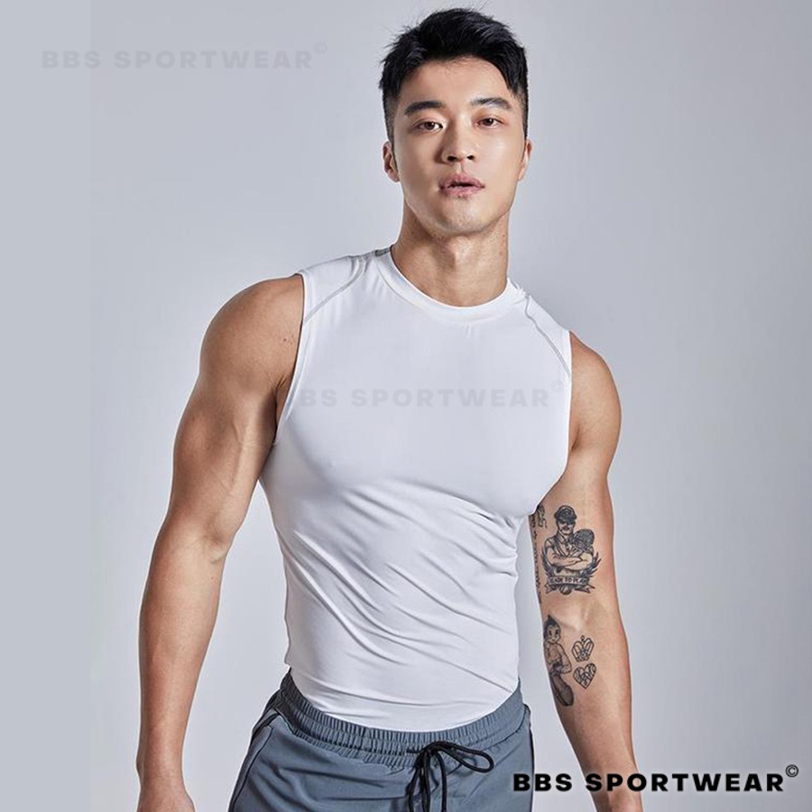 Áo thể thao sát nách dino underwear trắng tank top , áo ba lỗ tập gym nam ao03a