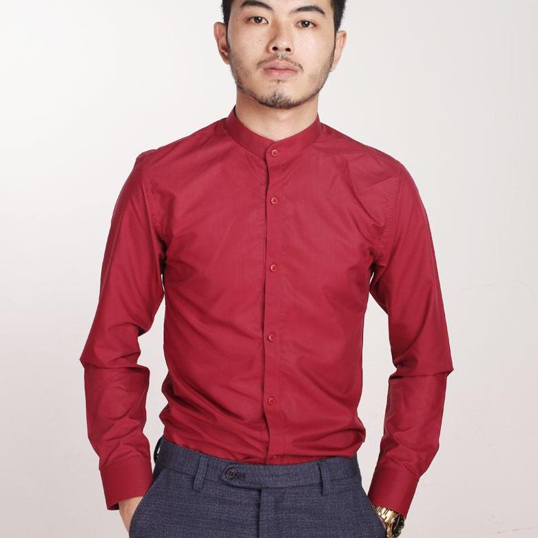 Sơ Mi Cổ Trụ Loại Đẹp Chống Nhăn, Áo Sơ Mi Cổ Trụ Chất Liệu Lụa Mát
