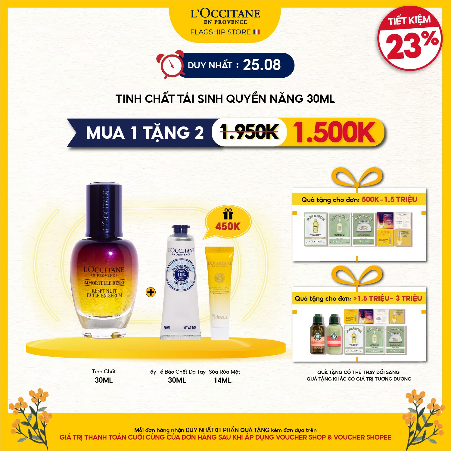 Tinh Chất Tái Sinh Quyền Năng L'Occitane Immortelle Reset Serum 30ml-50ml-75ml