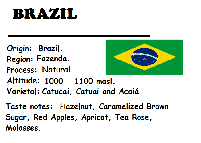2 TÚI 250 GAM (Gross Weight) - HẠT - CẢ PHÊ ARABICA FAZENDA DA LAGOA - BRAZIL - NATURAL - RANG MỘC - ESPRESSO/COLD BREW....
