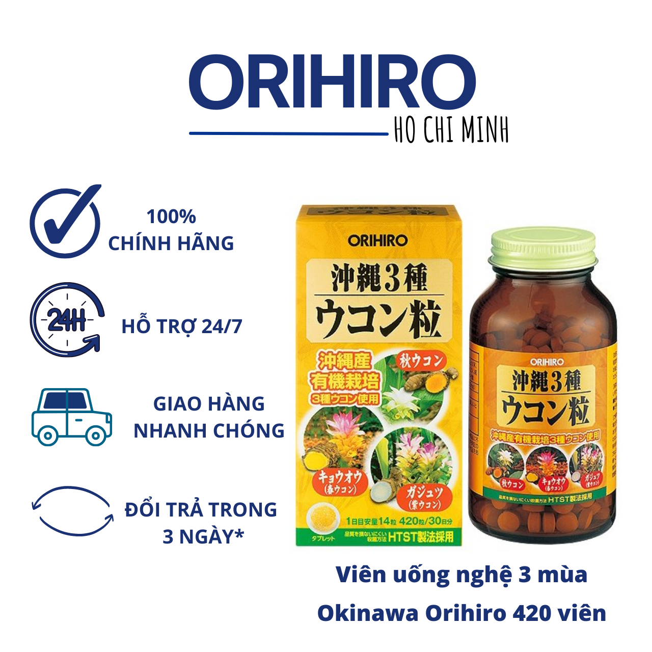 Viên uống nghệ 3 mùa Okinawa Orihiro 420 viên