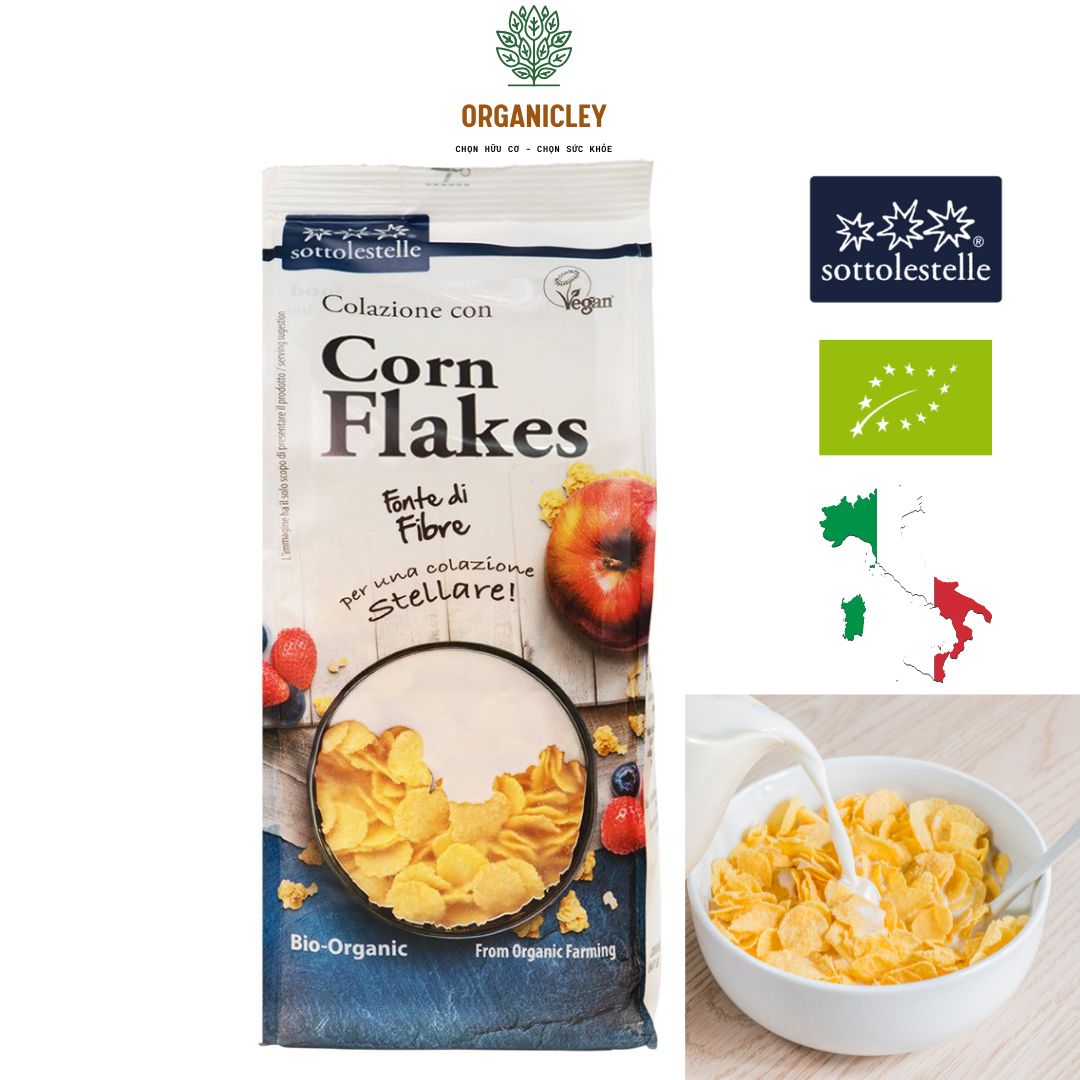 Ngũ cốc hữu cơ bắp ngô cán dẹp sottolestelle organic corn flakes, gói 350g - ngũ cốc dinh dưỡng - ngũ cốc ăn sáng - ngũ cốc hữu cơ - ngũ cốc ăn liền - ngũ cốc giảm cân - organicley
