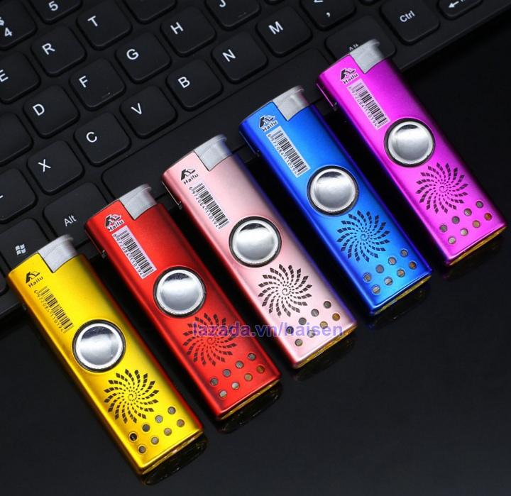 Bật lửa khò con quay spin vỏ kim loại có đèn(Màu đỏ)