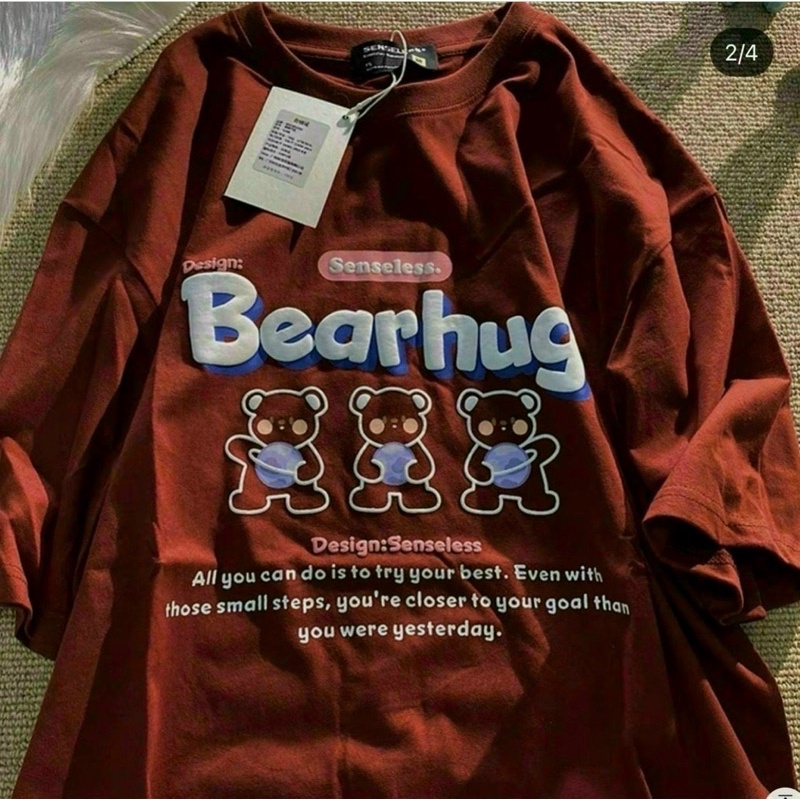 Áo thun tay lỡ form rộng nam nữ BEARHUG, Áo thun nam nữ form rộng chất thun cotton co dãn 4 chiều