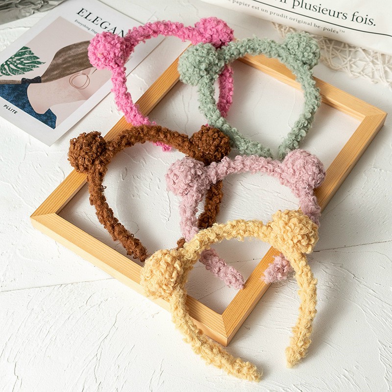 PVN26430 Băng đô bờm cotton phối tai gấu thời trang Hàn Quốc T2
