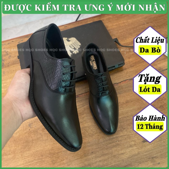 Giày tây nam HQC SHOES chất liệu da bò thật phong cách lịch lãm HQ0160