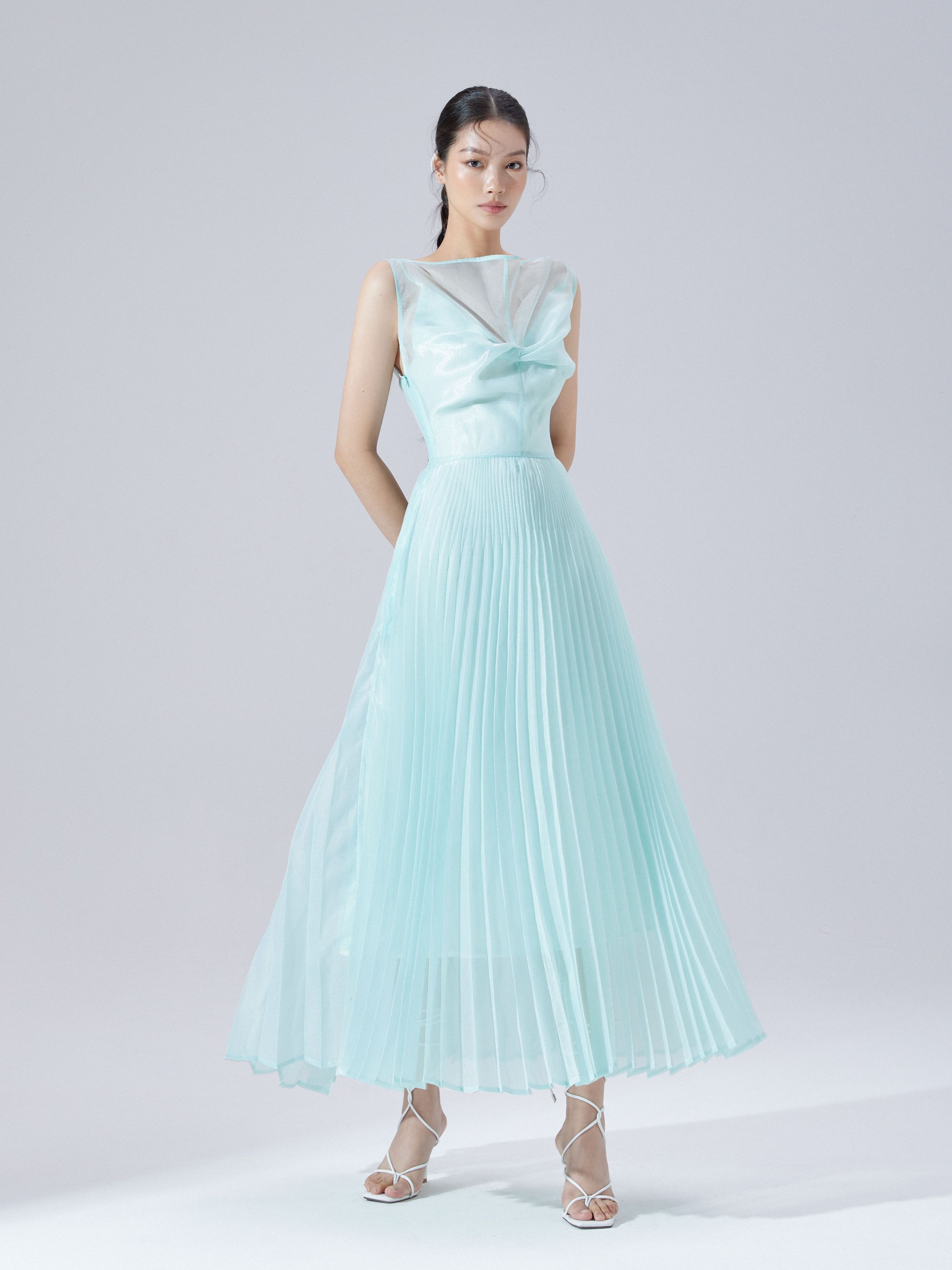 TRIO JI đầm thiết kế váy dài nữ LULLABY họa tiết xếp ly bồng bềnh 4D tinh tế nhẹ nhàng 2 lớp đứng form - LULLABY Dress