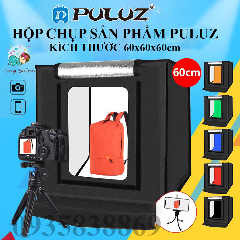 HỘP CHỤP SẢN PHẨM PULUZ 60x60x60 DÀN ĐÈN LED SIÊU SÁNG GẤP GỌN TIỆN LỢI