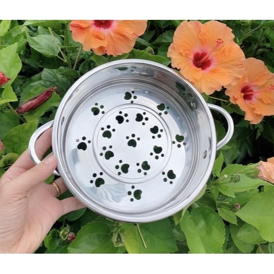 Xửng hấp, vỉ hấp thức ăn inox sus304 fashion có tay cầm cho nồi, chảo, quánh size 16/18 - hàng cao cấp