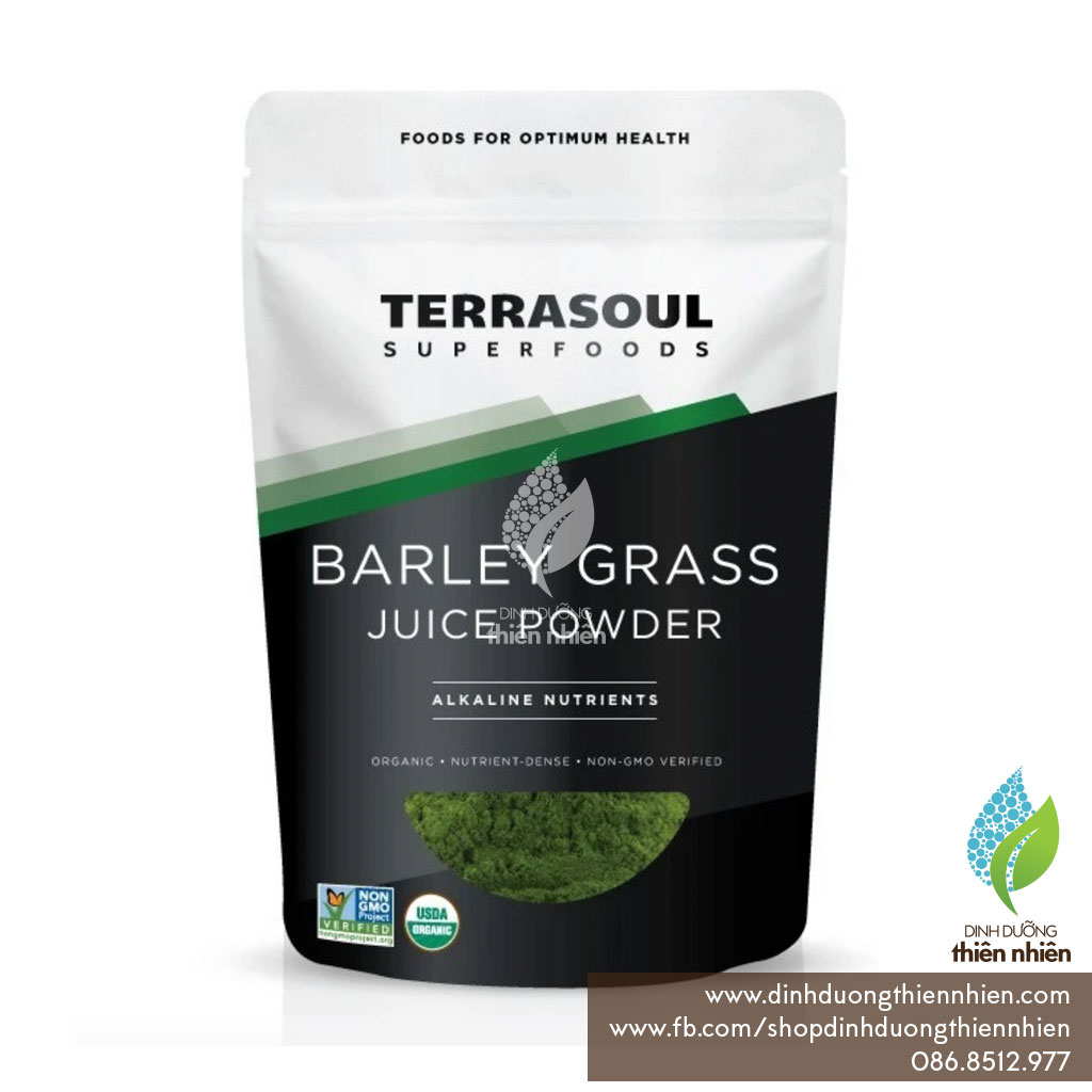 Bột Nước Ép Cỏ Lúa Mạch (Đại Mạch) Hữu Cơ Terrasoul Superfoods Organic Barley Grass Juice Powder, 141g & 454g