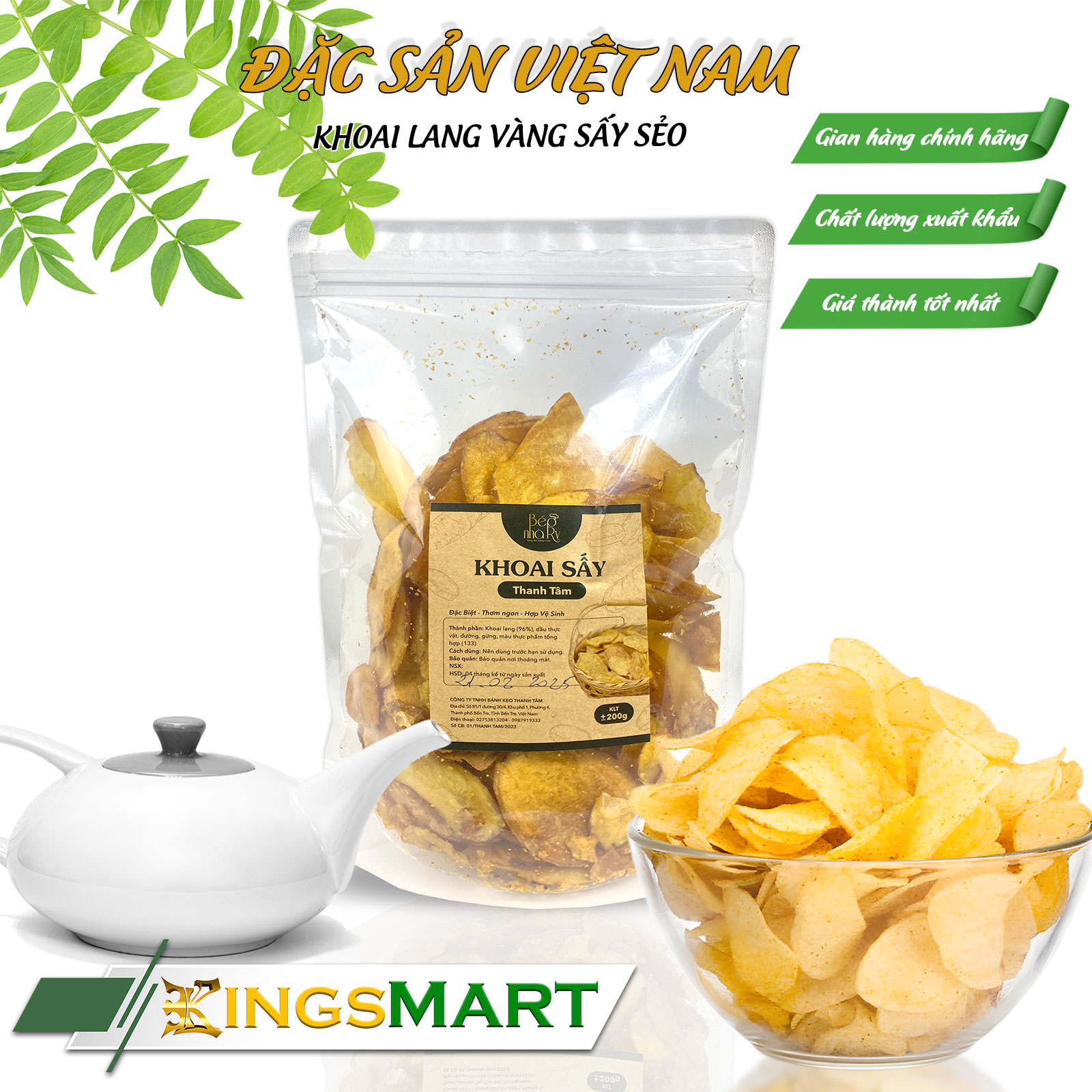 Khoai lang sấy mật ong - Thương hiệu LÒ BÁNH THANH TÂM - Đặc sản Đà Lạt - Túi 500g - Kingsmart