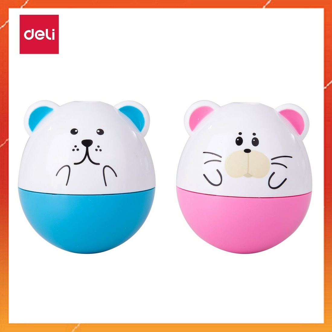 Chuốt chì quay lật đật thỏ - deli 521 - màu hồng/xanh dương