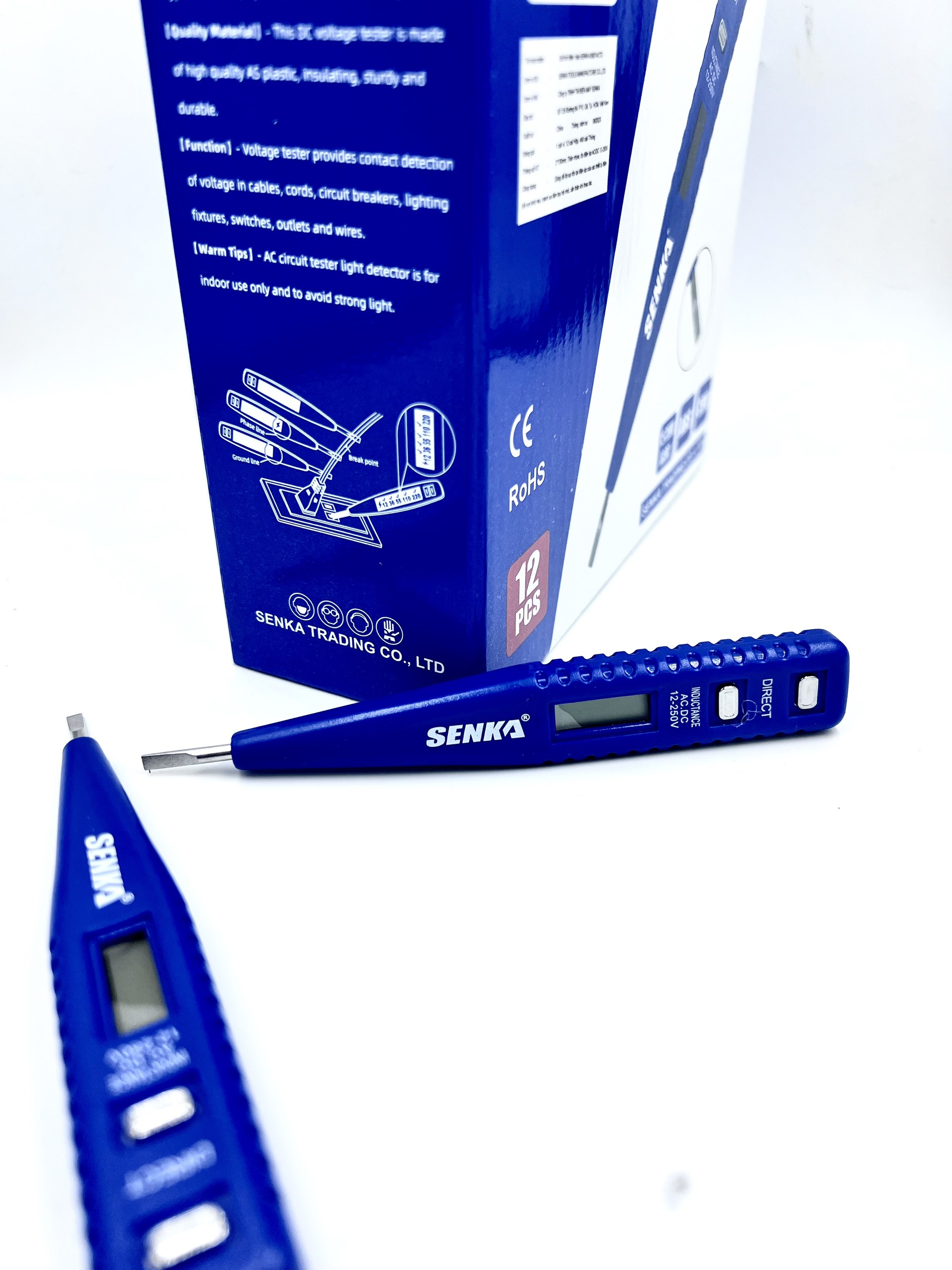 Bút thử điện đa chức năng hiển thị điện tử hiệu senka 130mm đo dòng dc/ ac 12v - 250v cao cấp