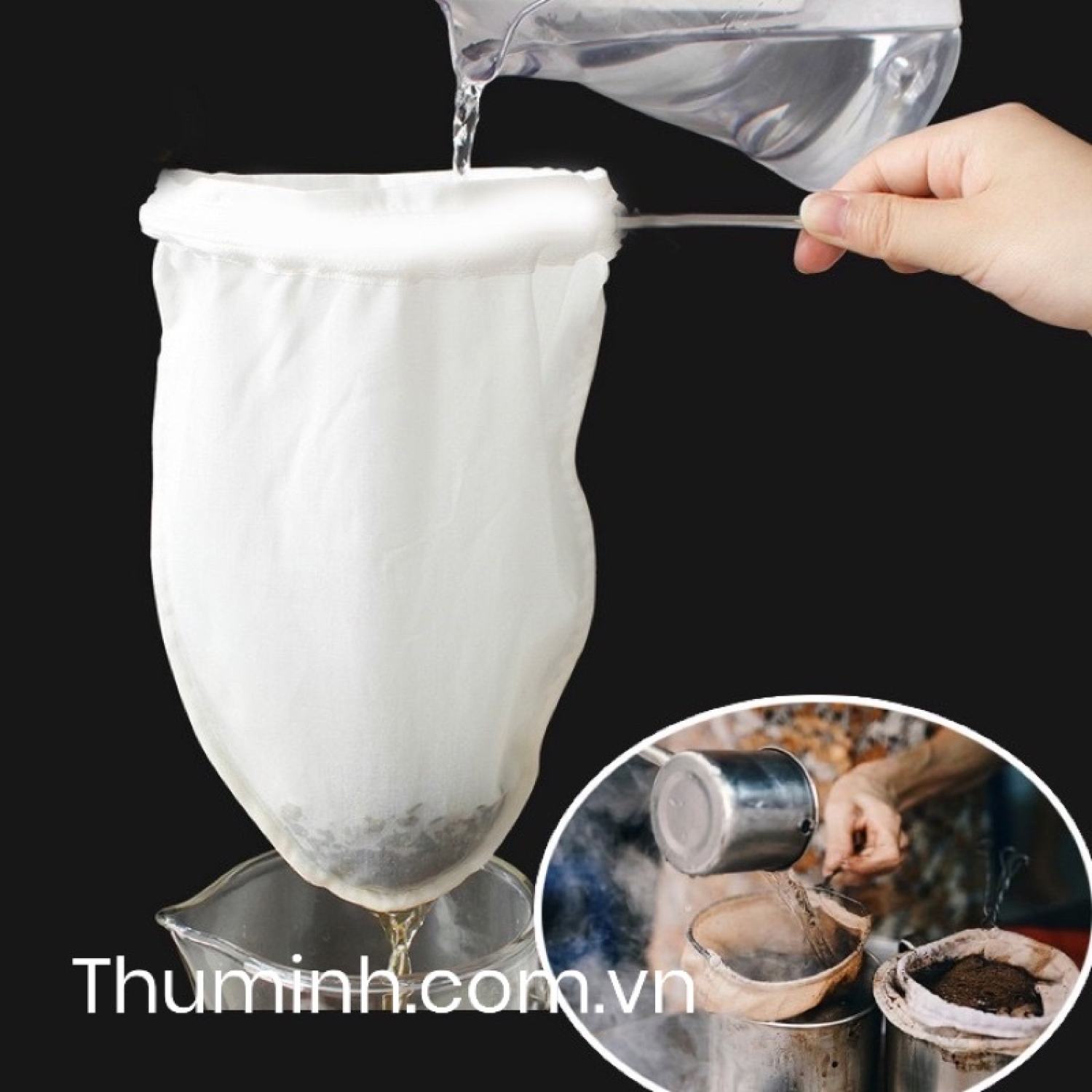 Vợt vải lọc trà, cà phê cán inox có khoá tháo rời