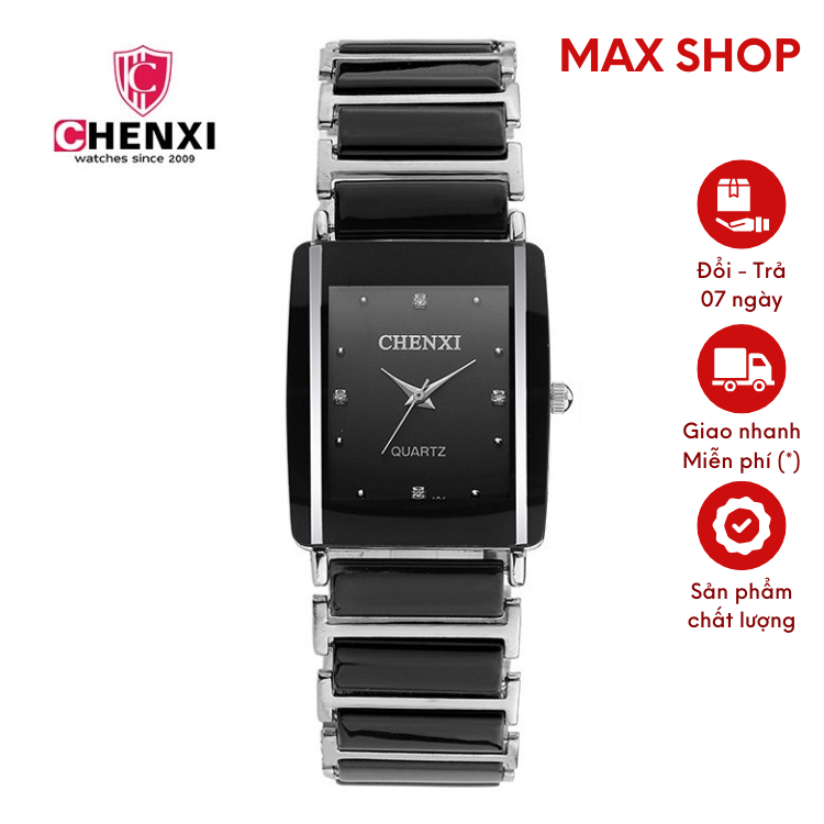 Đồng Hồ Nam Chenxi Mặt Vuông Dây Đính Đá Cực Sang Và Đẳng Cấp