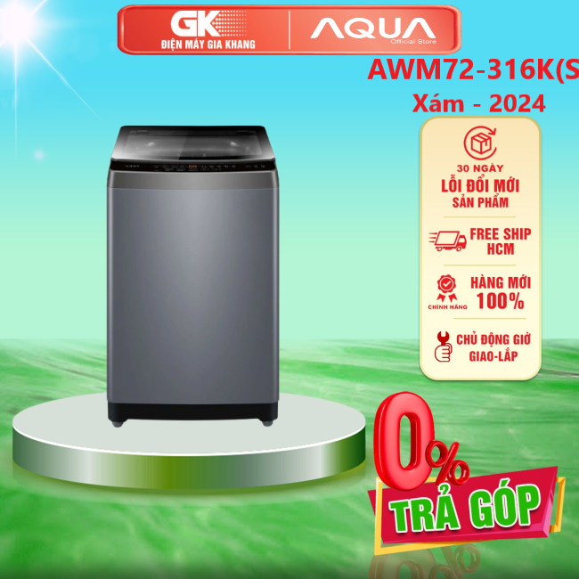 Máy giặt Aqua 7.2 kg AWM72-316K(S) - [HCM] [Trả Góp] - GIAO TOÀN QUỐC - FREESHIP HCM