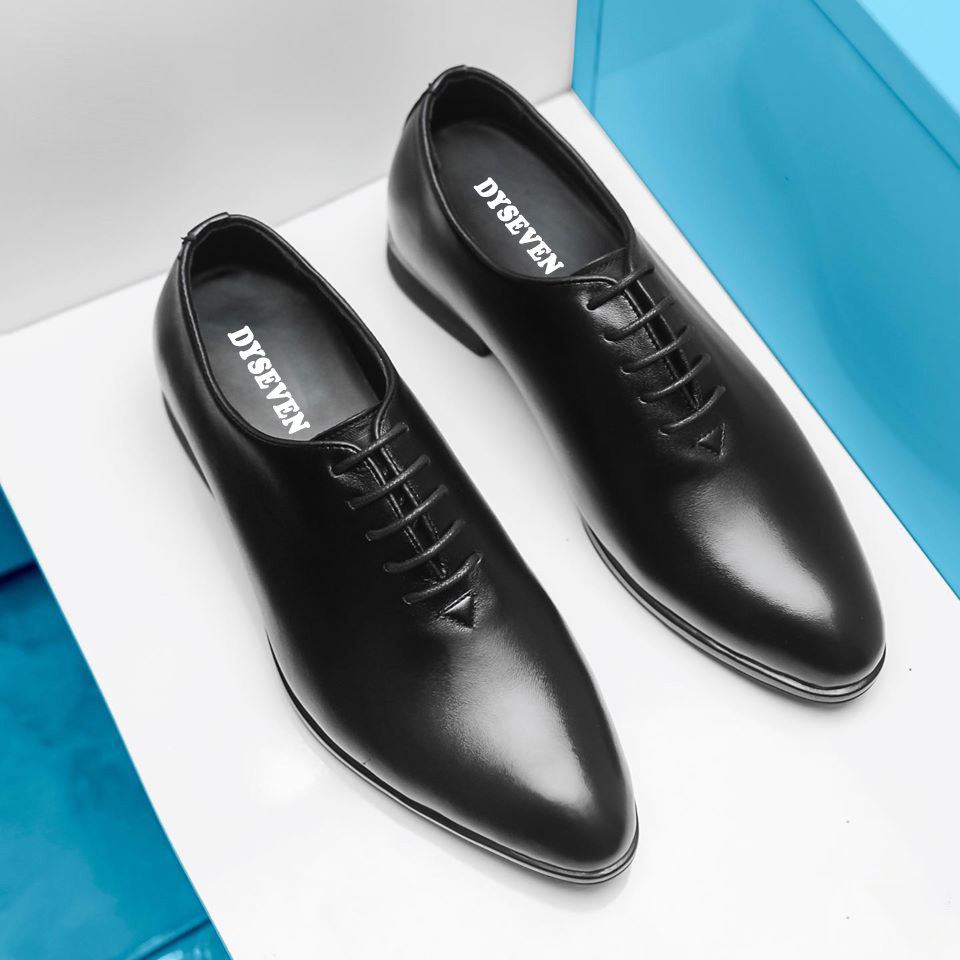 Giày Tây Mũi Nhọn - Giày Buộc Dây Chất Liệu Da Bò 100% - DYSEVEN - Vô Cùng Lịch Lãm Trẻ Trung Sang Trọng - Tặng Combo quà tặng giá trị