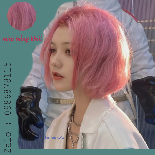 kem nhuộm tóc màu Hồng Khói [ tặng kèm trợ dưỡng + bao tay nhuộm ]
