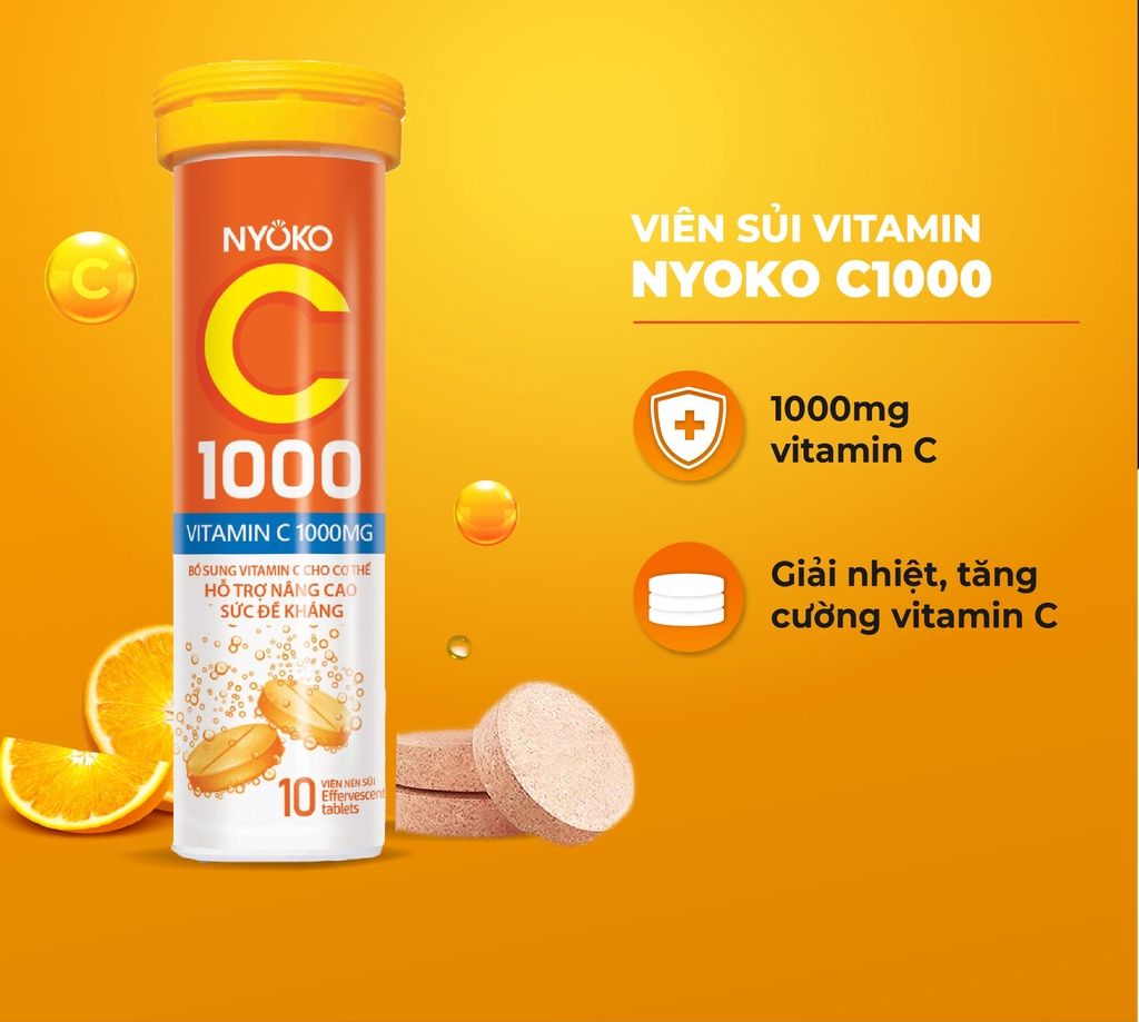 Viên Sủi Vitamin C Nyoko Bổ Sung Vitatrmin C Và Khoáng Chất Thiết Yếu Cho