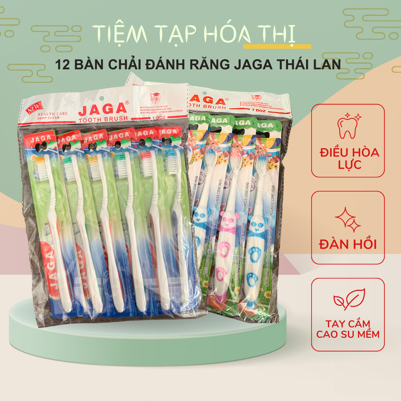 Lốc 12 cây bàn chải đánh răng jaga thái lan