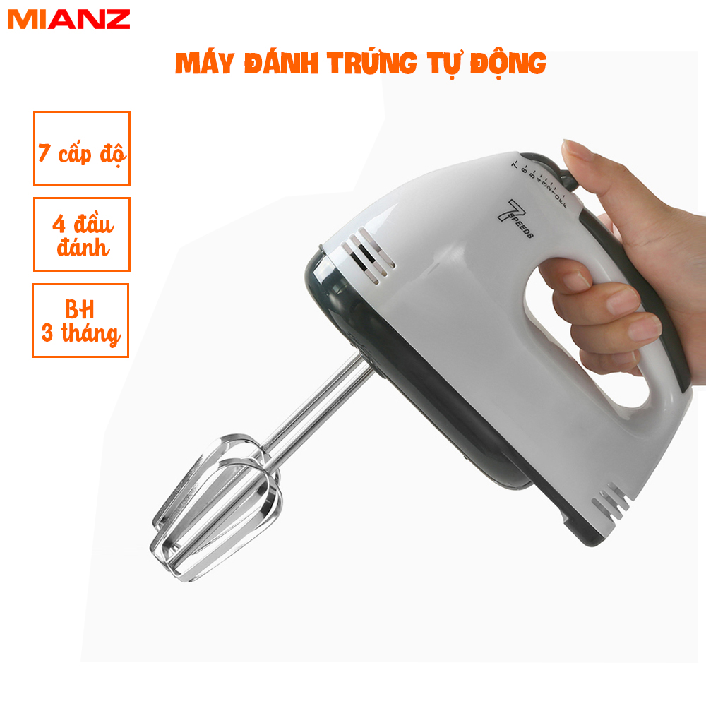 Máy đánh trứng, Máy trộn bột - Máy đánh trứng mini - Công suất 180W, 7 cấp độ - BH 3 tháng - Kaizo Mart
