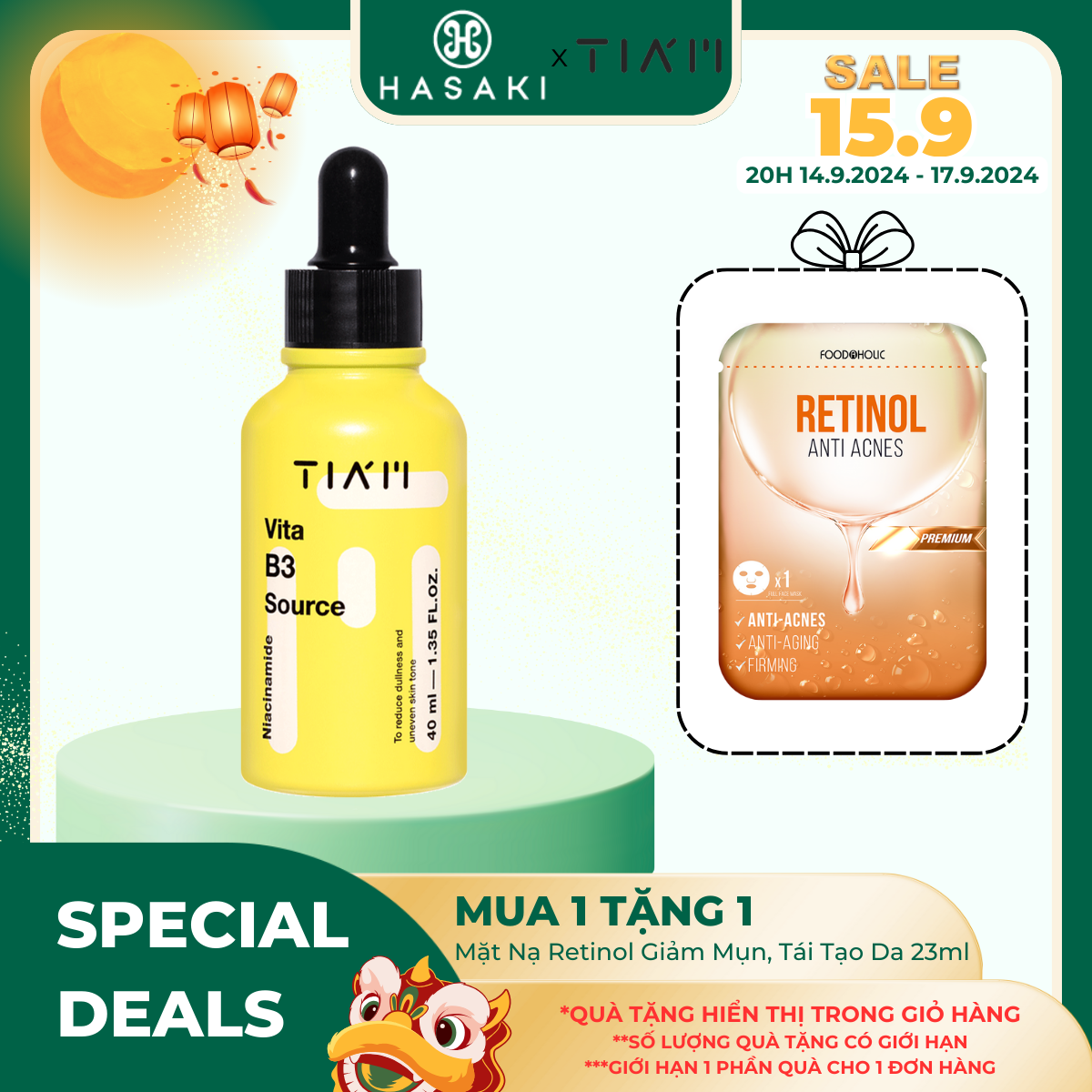 [MUA LÀ CÓ QUÀ] Serum Tia'm Làm Sáng, Phục Hồi Cho Da Dầu Mụn, Nhạy Cảm 40ml Vita B3 Source (10% Nia