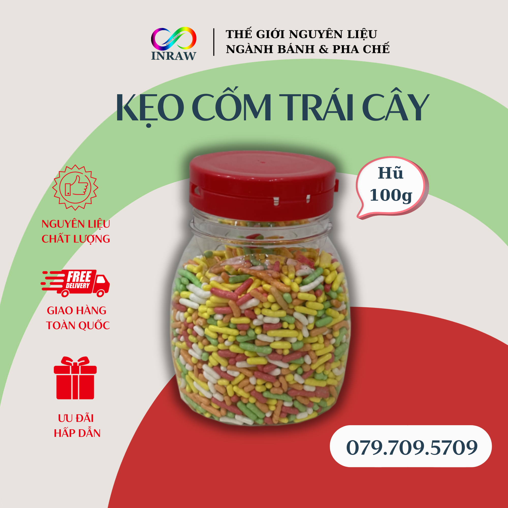 Kẹo cốm hương trái cây trang trí bánh 100g