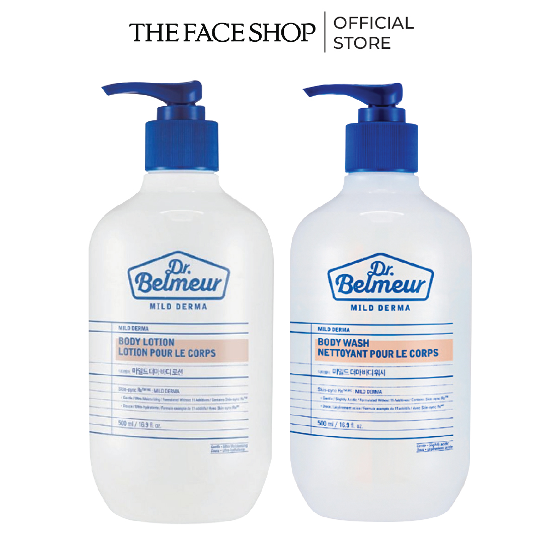 Combo sữa dưỡng thể dưỡng ẩm thefaceshop 500ml+sữa tắm dưỡng ẩm cho da nhạy cảm thefaceshop 500ml