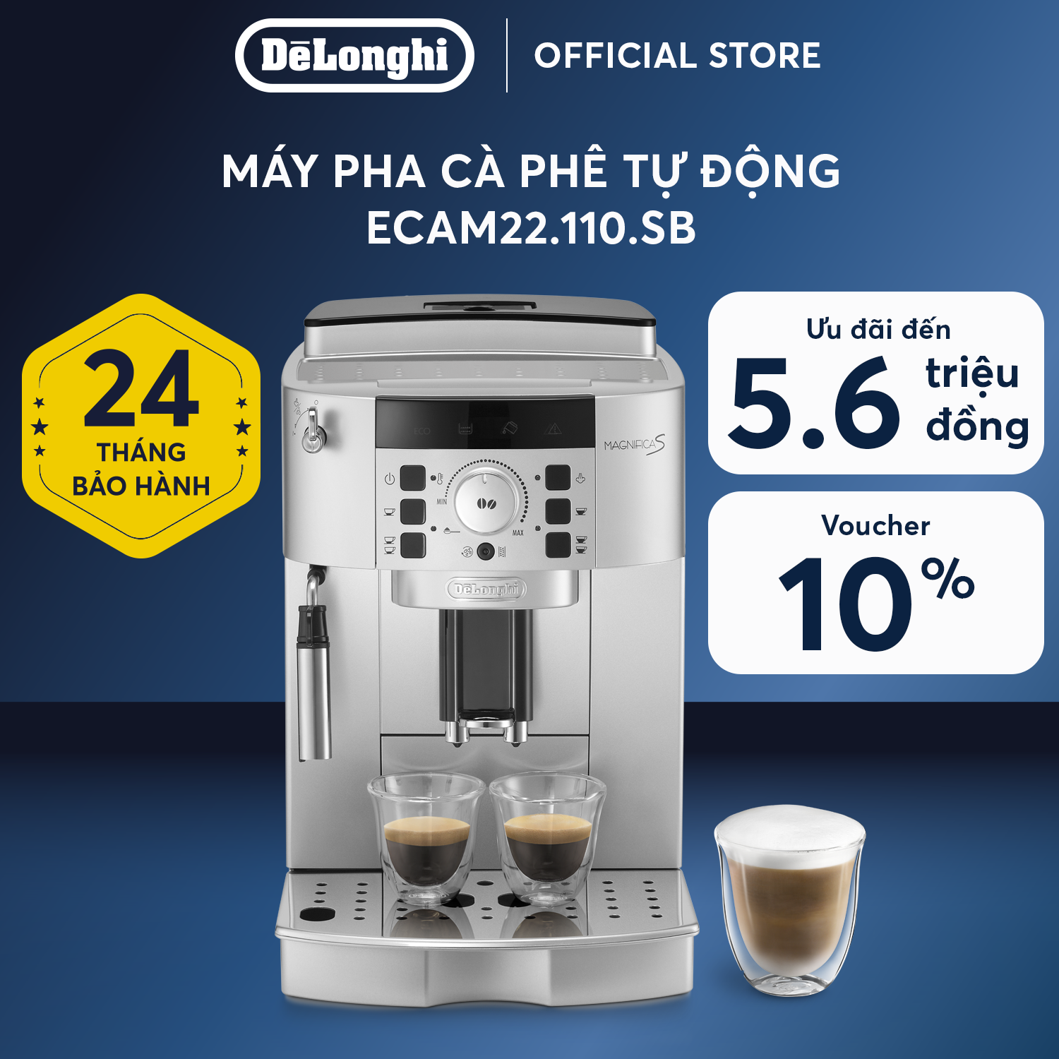 Máy pha cà phê tự động DeLonghi Magnifica S ECAM22.110.SB