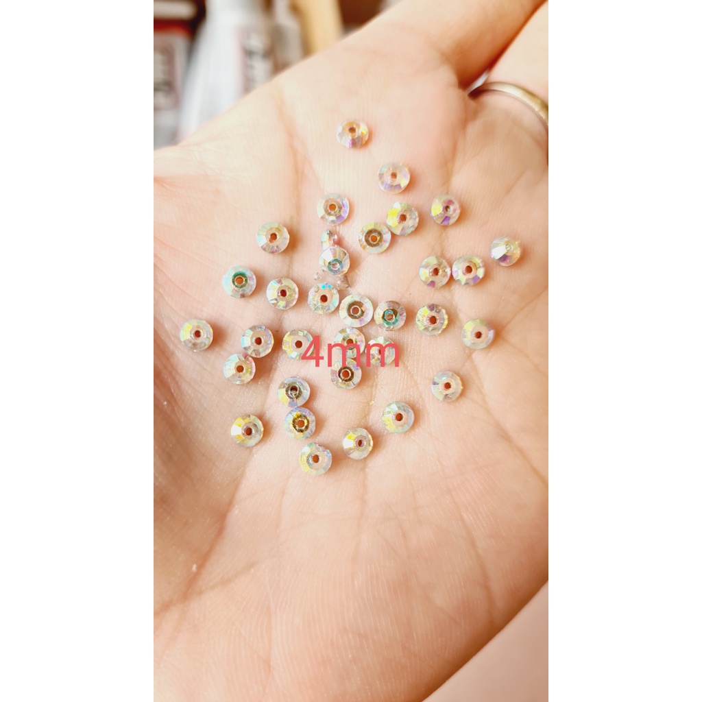 100 viên Đá kết một lỗ 4mm và 5mm sáng lấp lánh đính kết trang trí