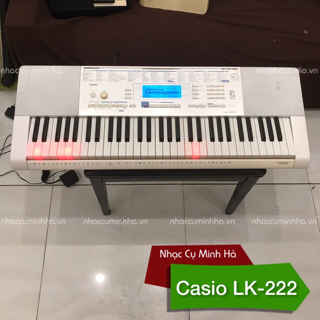 Đàn Organ Casio LK-222 cao cấp, 61 phím cảm ứng ánh sáng Led, chơi