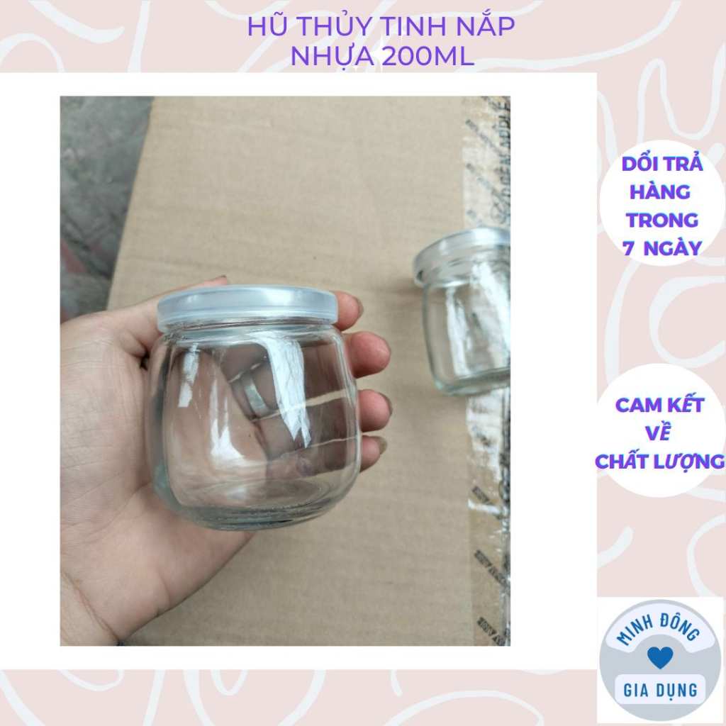 Hũ Thủy Tinh Nắp Nhựa Làm Sữa Chua 200Ml Dày Dặn