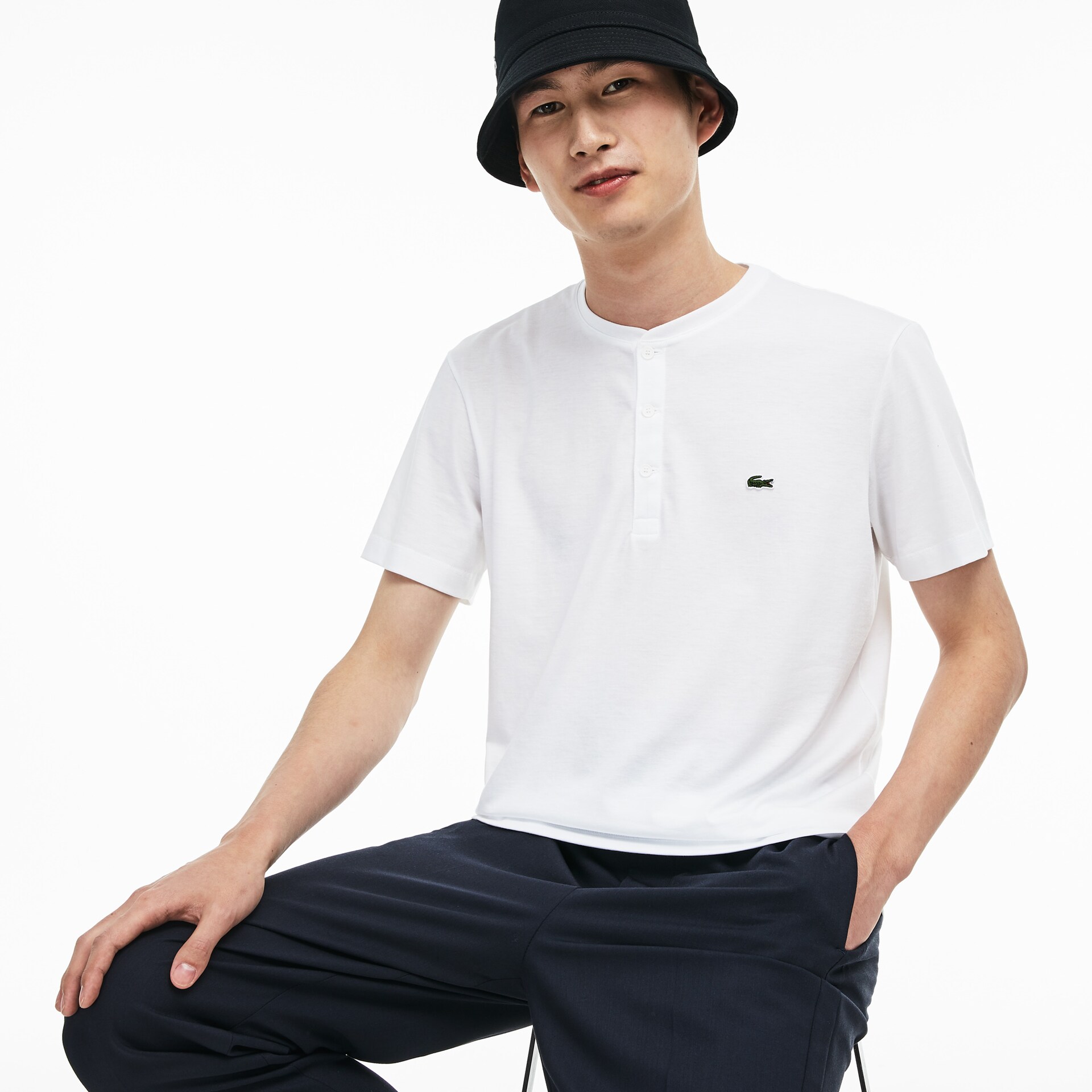 [FreeshipMAX] Áo Lacoste Henley Neck T-Shirt – Trắng