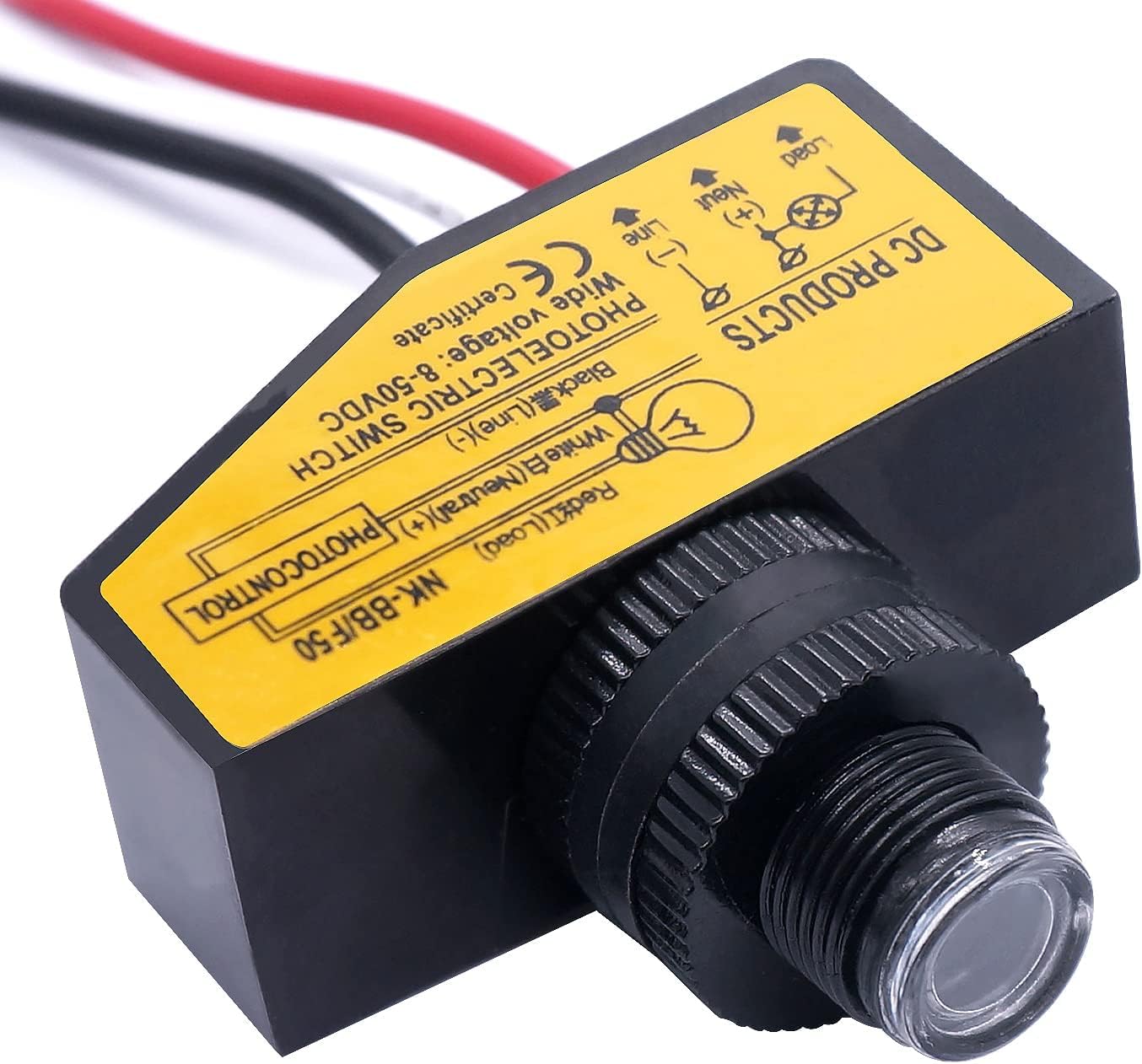 Twtade công tắc quang điện đèn điều khiển DC 12V 24V 36V 48V tự động tắt (DC8-50V) công tắc quang điện từ hoàng hôn đến bình minh có dây cứng với H-NK-BB c