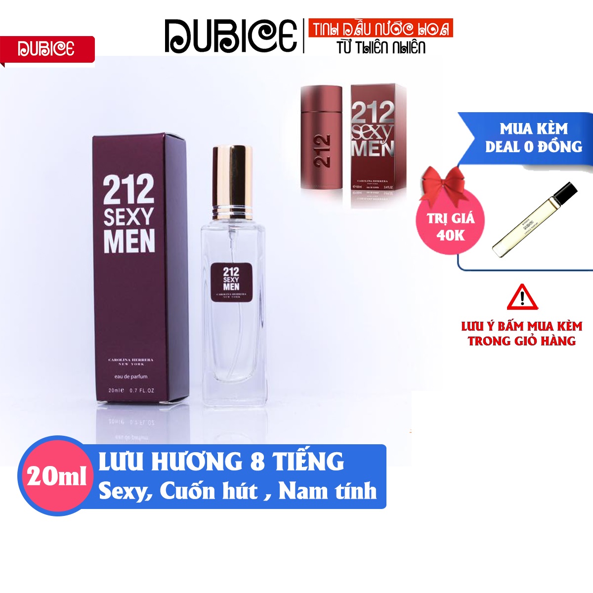 [Lưu hương 8 tiếng] Nước hoa nam 5D 20ml 212 Sexy Men chiết mini hàng cao cấp thơm lâu