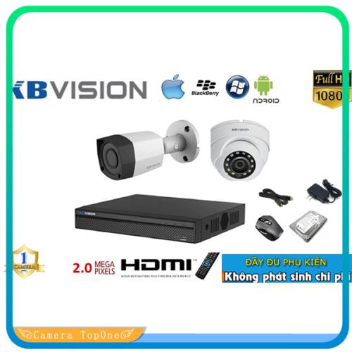 Trọn bộ 2 camera kbvision full hd 1080p kèm hdd 500g - đầy đủ phụ kiện với độ phân giải 2.0 Megapixel cho hình ảnh cực kì sắc nét và chất lượng ổn định