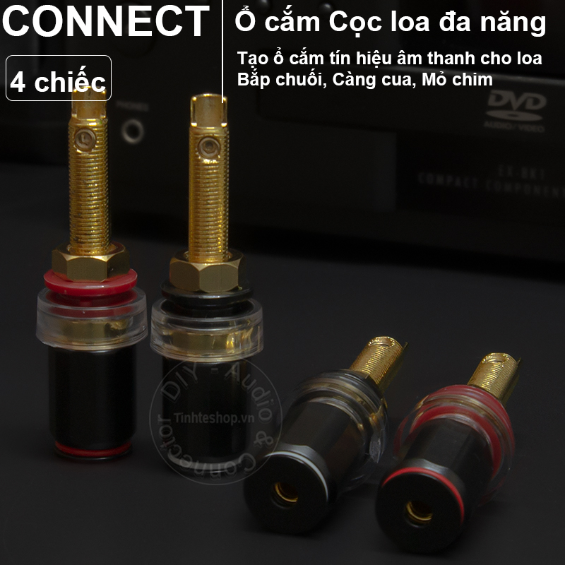 Ổ cắm cọc loa chuôi dài đa tác dụng Bắp chuối Mỏ chim Càng cua 4 chiếc