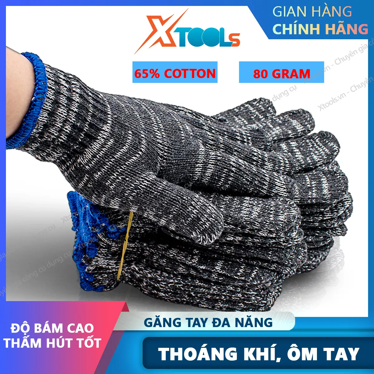 COMBO 1 hoặc 10 đôi găng tay bảo hộ sợi len 80g bao tay bảo hộ lao động chống trơn trượt thao tác linh hoạt thoáng khí thấm mồ hôi