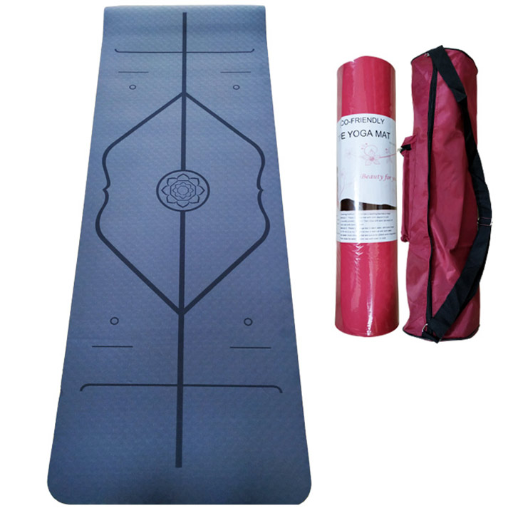 Thảm tập Yoga Định Tuyến 8mm + Tặng Túi đựng + Dây buộc thảm
