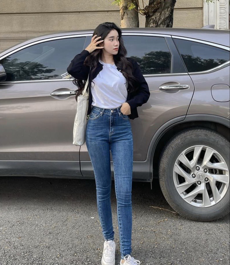 Quần jeans skinny trơn basic vnxk móm store