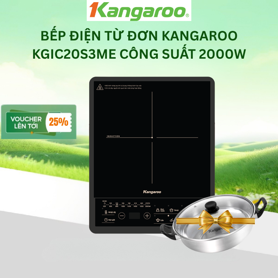 [Voucher 15%] Bếp điện từ đơn Kangaroo KGIC20S3ME (tặng kèm nồi) - công suất 2000W