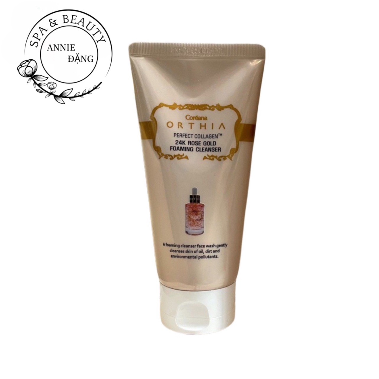 Sữa rửa mặt hoa hồng perfect collagen 24k rose gold foaming cleanser coreana orthia 120ml