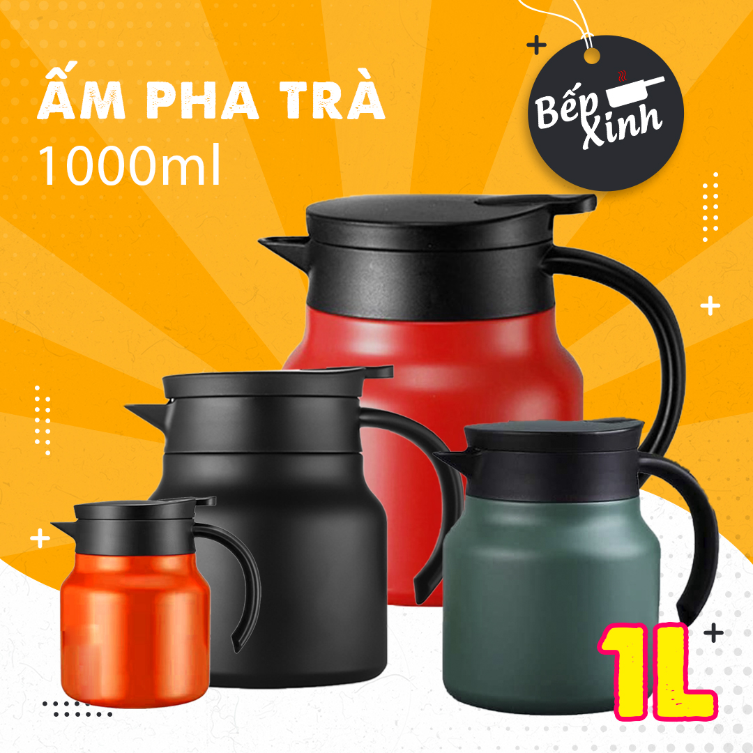 Ấm pha trà giữ nhiệt có lưới lọc - Dung tích 1 Lít - Chất liệu cao cấp - Ấm trà 1L - Bình pha trà - Bình giữ nhiệt