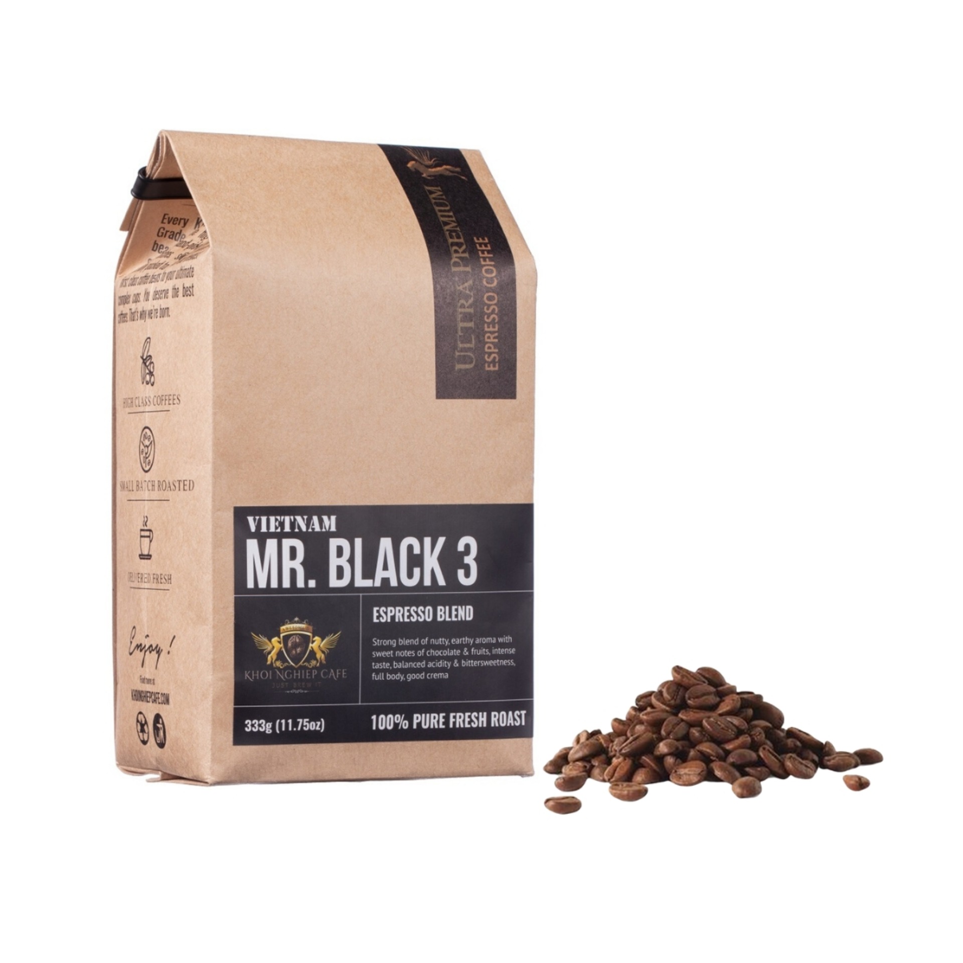 Dòng cafe nguyên chất rang mộc MRBLACK 3 đặc biệt cho Espresso ngon 333G
