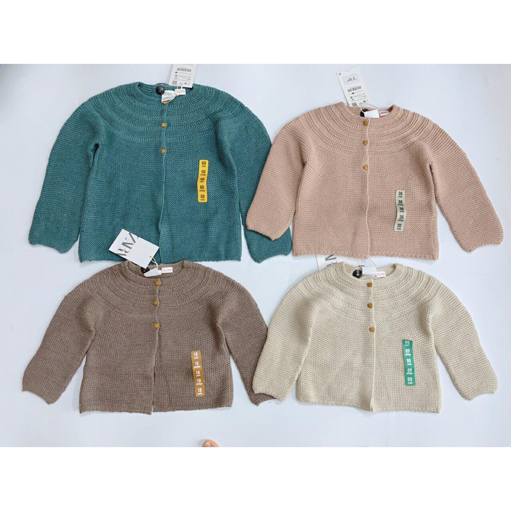 áo len Zara dáng cardigan bé gái-Xám nâu-18-24m