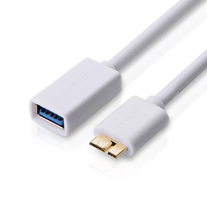 Ugreen 10802 20cm màu trắng cáp micro usb 3.0 otg sang usb 3.0 đầu mạ vàng us127